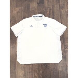 Adidas Polo Golf Shirt Mens Size 2XL White Short Sleeve Climacool WSA Basketball